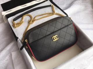 【A57575 Y83828 C1786】 CHANEL シャネル バッグ コピー 18秋冬 プレコレクション カーフスキン ＆ グログラン カメラ ケース レディース ショルダーバッグ 3色可選択 ブラック & バーガンディー