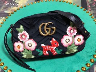 【447632 9QIHT 1093】 GUCCI グッチ GGマーモント バッグ コピー GG Marmont ベルベット スモール レディース ショルダーバッグ ブラック ベルベット