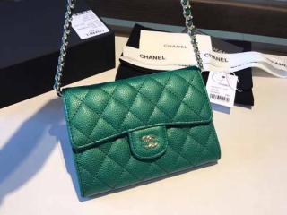 【A84512 Y83470 3B782】 CHANEL シャネル バッグ コピー クラシック チェーンクラッチ グレインド カーフスキン レディース ショルダーバッグ 5色可選択 グリーン