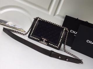 【A67085 Y83836 C7127】 BOY CHANEL ボーイ シャネル バッグ コピー スモール ハンドバッグ ツイード、カーフスキン & コスチューム パール レディース チェーンショルダーバッグ ブラック & ネイビーブルー