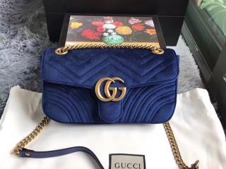 【443497 K4D2T 4511】 GUCCI グッチ GGマーモント バッグ スーパーコピー GG Marmont ベルベット ミニバック レディース チェーンショルダーバッグ 5色可選択 コバルトブルー