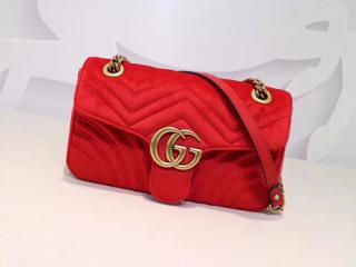 【443497 K4D2T 6433】 GUCCI グッチ GGマーモント バッグ スーパーコピー GG Marmont ベルベット ミニバック レディース チェーンショルダーバッグ 5色可選択 レッド