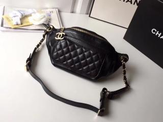 【A57832 Y83552 94305】 CHANEL シャネル バッグ スーパーコピー ウエスト バッグ クランプル ラムスキン レディースバッグ ゴールド金具 ブラック