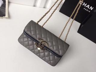 【A57275 Y83664 C6245】 CHANEL シャネル バッグ コピー フラップ バッグ ラムスキン レディース ショルダーバッグ 4色可選択 グレー&ネイビーブルー