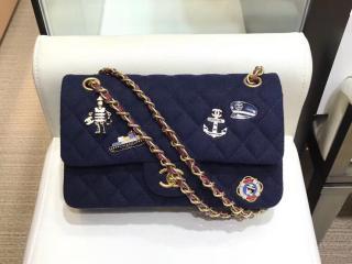 【A01112 Y83617 5B047】 CHANEL シャネル バッグ コピー クラシック ハンドバッグ ウール、ラムスキン & チャーム レディース ショルダーバッグ ネイビーブルー