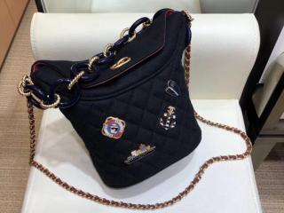 【A57868 Y83617 5B047】 CHANEL シャネル バッグ スーパーコピー バケット バッグ ウール、ラムスキン & チャーム レディース ショルダーバッグ ネイビーブルー