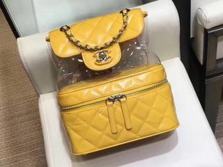 【A57826 Y83551 4B889】 CHANEL シャネル バッグ コピー クランプル カーフスキン、PVC & レジン レディース バックパック 3色可選択 イエロー