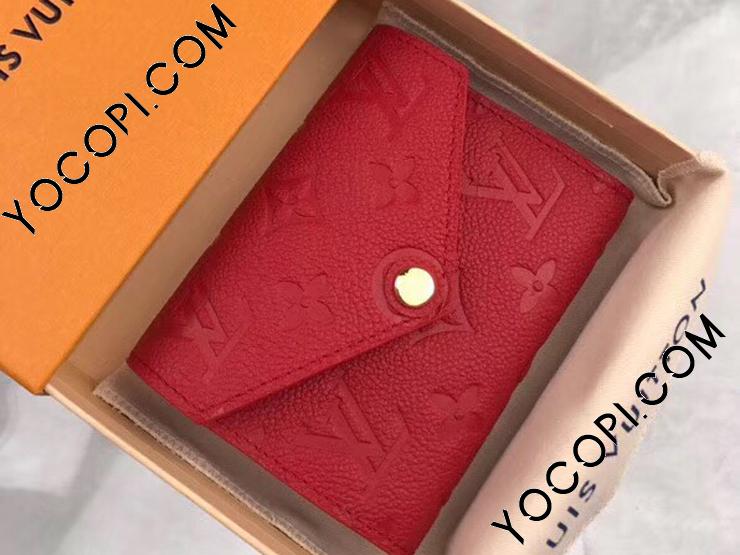 ルイヴィトン モノグラム アンプラント ヴィクトリーヌ 赤 三つ折り