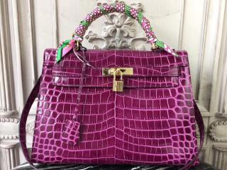 HERMES エルメス ケリー バッグ コピー Kelly クロコ型押 ハンドバッグ レディース ショルダーバッグ 11色可選択 牛革 【H0320583】