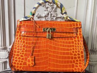 HERMES エルメス ケリー バッグ スーパーコピー Kelly クロコ型押 ハンドバッグ レディース ショルダーバッグ 11色可選択 牛革 【H0320588】