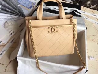 【A57563 Y83814 5B308】 CHANEL シャネル バッグ コピー スモール ショッピング バッグ グレインド カーフスキン レディーストートバッグ 5色可選択 ベージュ