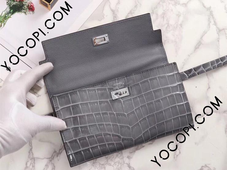 HERMES エルメス ケリー 長財布 スーパーコピー Kelly クロコ型押