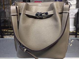 HERMES エルメス ケリー バッグ スーパーコピー Kelly Togor牛革 レディース ショルダーバッグ シルバー金具 12色可選択 ブラウソグレー 【H028492】