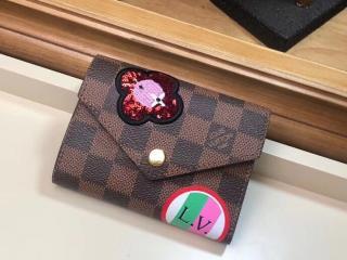 【N60149】 LOUIS VUITTON ルイヴィトン ダミエ･エベヌ 財布 スーパーコピー ポルトフォイユ･ヴィクトリーヌ レディース 三つ折り財布