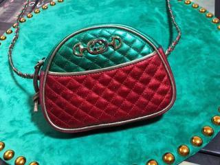【534951 0U14X 3862】 GUCCI グッチ バッグ コピー レディース チェーンミニショルダーバック 2色可選択 レッド＆グリーン ラミネート レザー
