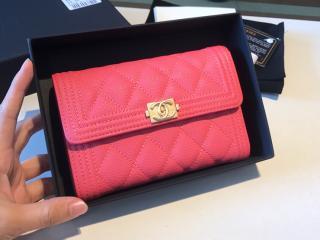 【A84302 ch328】 BOY CHANEL ボーイ シャネル 財布 スーパーコピー スモール フラップ ウォレット グレインド ゴートスキン レディース 三つ折り財布 ゴールド金具 8色可選択