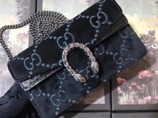 【476432 9TIBN 4264】 GUCCI グッチ ディオニュソス バッグ スーパーコピー Dionysus GG ベルベット スーパーミニバッグ レディース ショルダーバッグ 2色可選択 ブルー＆ベージュ
