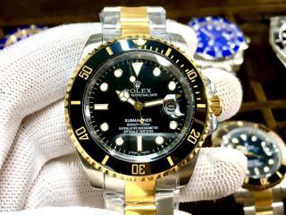 38mmロレックス 116610 腕時計 Henry Jay 23Kプロフェッショナルダイブウォッチメンズ腕時計 316L鋼 ゴールドカラー（金色）×シルバーカラー（銀色）　文字盤：ブラック（黒）