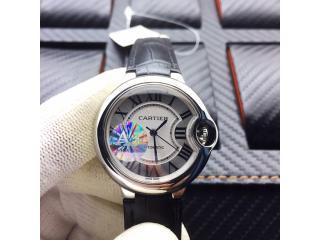 W69010Z4 カルティエ時計 バロン ブルー ドゥ  電池式時計 [文字盤]ホワイト　[ケース] 銀色 [ベルト]黒色革  カルティエ ウォッチ 28mm