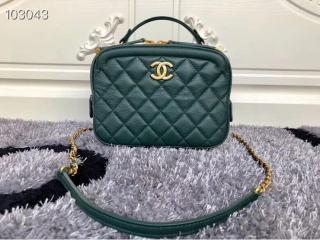 【A57905 Y83940 3B782】 CHANEL シャネル バッグ コピー 18/19年秋冬 ヴァニティー ケース カーフスキン レディース ショルダーバッグ 3色可選択 グリーン