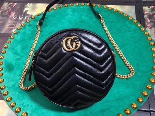 【550154 0OLET 1000】 GUCCI グッチ GGマーモント バッグ スーパーコピー GG Marmont ラウンド レディース ミニ ショルダーバッグ 3色可選択 ブラック