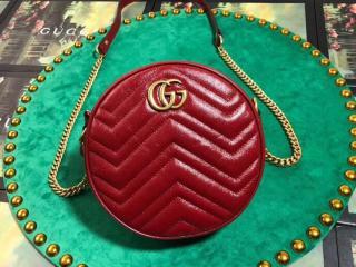 【550154 0OLET 6438】 GUCCI グッチ GGマーモント バッグ スーパーコピー GG Marmont ラウンド レディース ミニ ショルダーバッグ 3色可選択 レッド