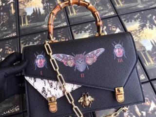 【488715 0FH1X 1000】 GUCCI グッチ バッグ スーパーコピー 2コンパートメント トップハンドルバッグ レディース ショルダーバッグ 4色可選択 ブラック レザー