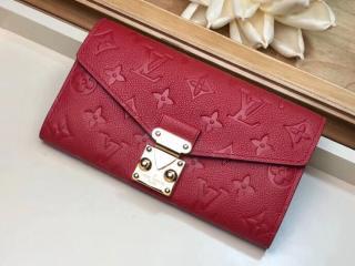 【M63728】 LOUIS VUITTON ルイヴィトン モノグラム･アンプラント 財布 スーパーコピー ポルトフォイユ・メティス ヴィトン レディース 二つ折り長財布 3色 スカーレット