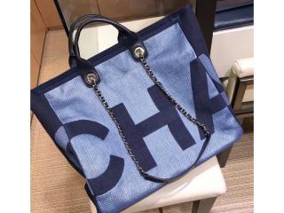 【A57161 Y83399 K0763】 CHANEL シャネル バッグ コピー 2018/19年 カーフスキン＆シルバーメタル ラージ ショッピング バッグ 2色可選択 ダークブルー＆ブルー