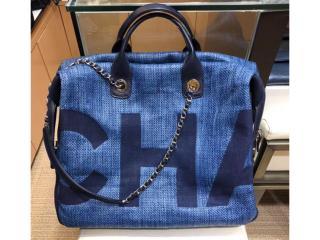 【A57164 Y83399 K0763】 CHANEL シャネル バッグ コピー 2018/19年 プリント ファブリック & カーフスキン ボストンバッグ 2色可選択 ダークブルー＆ブルー