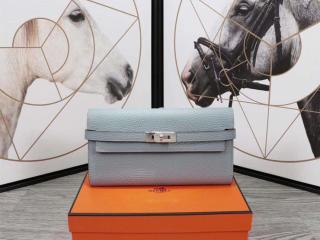 【kelly0221】 HERMES KELLY エルメス ケリー 長財布 スーパーコピー レディース 二つ折り財布 牛革 シルバー金具 11色可選択