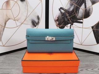 【kelly0222】 HERMES KELLY エルメス ケリー 長財布 コピー レディース 二つ折り財布 牛革 シルバー金具 11色可選択