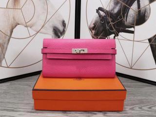 【kelly0226】 HERMES KELLY エルメス ケリー 長財布 コピー レディース 二つ折り財布 牛革 シルバー金具 11色可選択