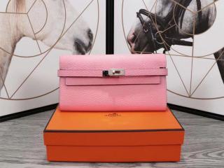 【kelly0227】 HERMES KELLY エルメス ケリー 長財布 スーパーコピー レディース 二つ折り財布 牛革 シルバー金具 11色可選択