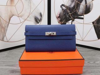 【kelly0228】 HERMES KELLY エルメス ケリー 長財布 コピー レディース 二つ折り財布 牛革 シルバー金具 11色可選択