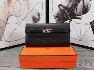 【kelly0230】 HERMES KELLY エルメス ケリー 長財布 コピー レディース 二つ折り財布 牛革 シルバー金具 11色可選択