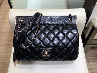 【A57947 Y83962 94305】 CHANEL シャネル バッグ コピー 2018/19年秋冬 ラムスキン & パイソン フラップ バッグ レディース ショルダーバッグ3色可選択 ブラック