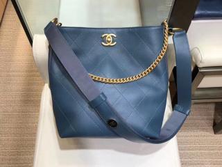 【A57573 Y83828 blue】 CHANEL シャネル バッグ コピー ホーボー バッグ カーフスキン ＆ グログラン レディース ショルダーバッグ 5色可選択