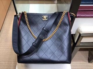 【A57576 Y83828 black】 CHANEL シャネル バッグ スーパーコピー ホーボー バッグ カーフスキン ＆ グログラン レディース ショルダーバッグ 5色可選択
