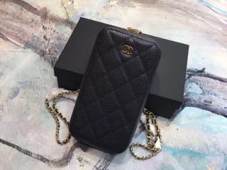 【A70655 Y33352 C3906】 CHANEL シャネル バッグ コピー 2018/19年 クルーズ コレクション グレインド カーフスキン クラシック チェーンクラッチ ブラック