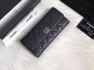 【A80286 CH321】 BOY CHANEL ボーイ シャネル 長財布 スーパーコピー グレインド ゴートスキン フラップ ウォレット レディース 二つ折り財布 ゴールド/シルバー金具 3色可選択