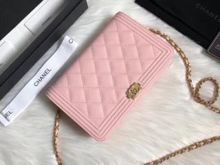 【A80287 Y83621 5B454】 BOY CHANEL ボーイ シャネル 財布 スーパーコピー チェーンウォレット グレインド カーフスキン レディース 二つ折り財布 3色可選択 ピンク