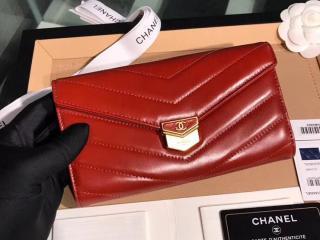 【A81225 Y33278 0B798】 CHANEL シャネル 長財布 コピー 2018/19年 フラップ ウォレット レディース 二折り財布 ゴールド金具 3色可選択 オレンジ