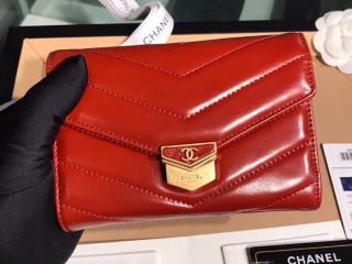【A81224 Y33278 0B798】 CHANEL シャネル 長財布 スーパーコピー 2018/19年 スモール フフラップ ウォレット レディース 三折り財布 ゴールド金具 3色可選択 オレンジ