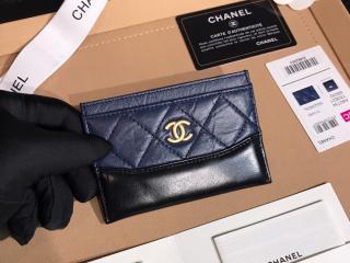 【A84386 Y61477 C0202】 CHANEL シャネル カードケース コピー 2018/19年 クルーズ コレクション エイジド カーフスキン & スムーズ カーフスキン カードケース 6色可選択 ネイビーブルー＆ブラック