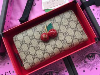 【476049 K9GXT 8694】 GUCCI グッチ 財布 コピー チェリー付き GGスプリーム キャンバス ジップアラウンドウォレット レディース ラウンドファスナー財布