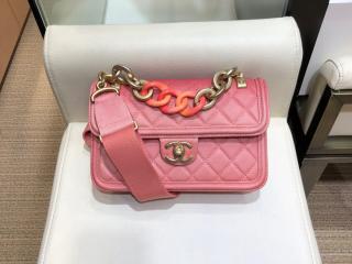 【AS0061 Y84095 5B679】 CHANEL シャネル バッグ コピー 2018/19年 グレインド カーフスキン & レジン フラップ バッグ レディース ショルダーバッグ 3色可選択 コーラル