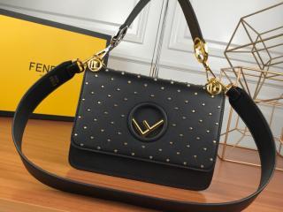 【8BT284A5P5F0KUR】 FENDI フェンディ バッグ スーパーコピー S級品 キャナイ エフ レディース ショルダーバッグ ブラック レザー