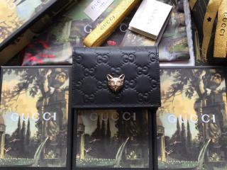 【548057 0G6FT 1000】 GUCCI グッチ 財布 コピー キャット グッチ シグネチャー カードケース（コイン＆紙幣入れ付き） レディース 二つ折り財布 3色可選択 ブラック