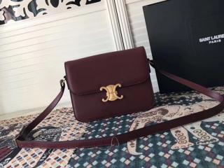 【187363BF4.28LB-S】 CELINE セリーヌ トリオンフ バッグ コピー Triomphe ミディアム / シャイニーカーフスキン レディース ショルダーバッグ 5色可選択 ライトバーガンディ
